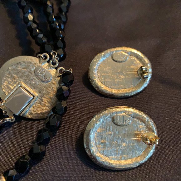 HOBE Black Glass, Pearl, Rhinestone Necklace Set - Picture 10 of 12